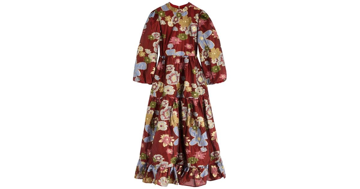 【英国発Sister Jane】Ruby floral brocade maxi dress Sister Jane Ruby Floral Brocade Maxi Dress in Red | Lyst