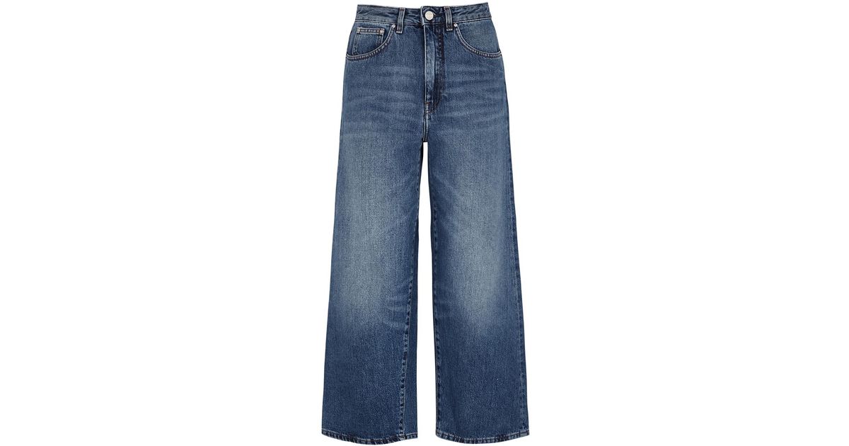 Totême Blue Cropped Wide-leg Denim Jeans - Lyst