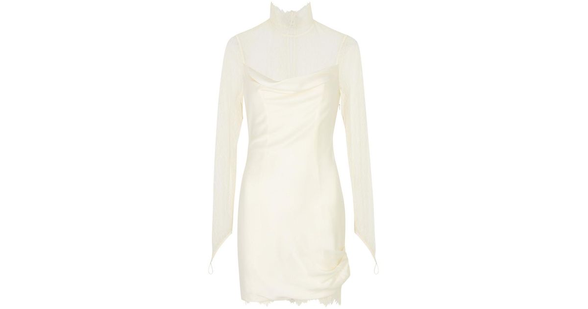 De La Vali Croissant Silk-Satin And Lace Mini Dress in White | Lyst De La Vali Croissant Silk-Satin And Lace Mini Dress in White | Lyst