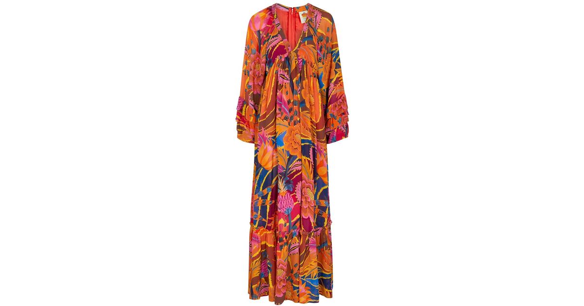 FARM Rio Vintage Wave Printed Satin Midi Dress in Red | Lyst FARM Rio Vintage Wave Printed Satin Midi Dress in Red | Lyst