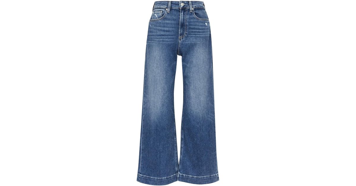 PAIGE Denim Spotlight Flaunt Blue Cropped Wide-leg Jeans | Lyst