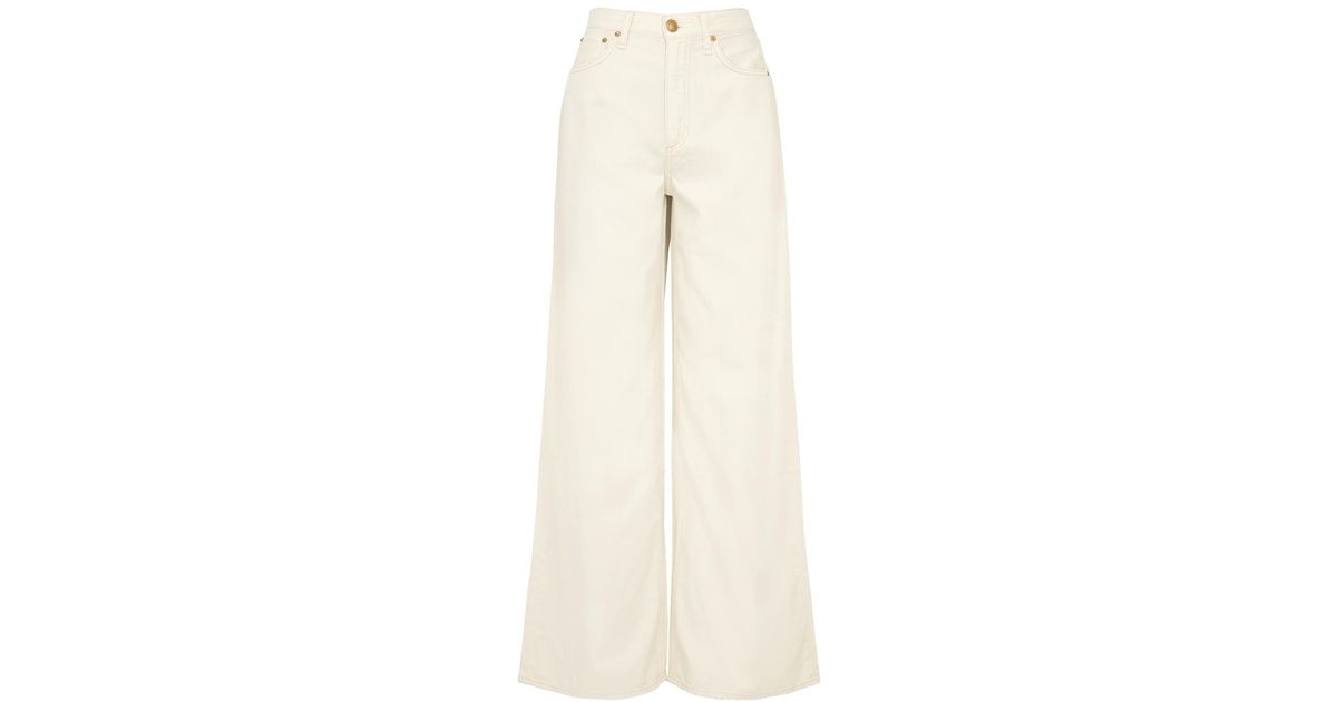 Rag & Bone Featherweight Sofie Wide-leg Jeans in Natural | Lyst
