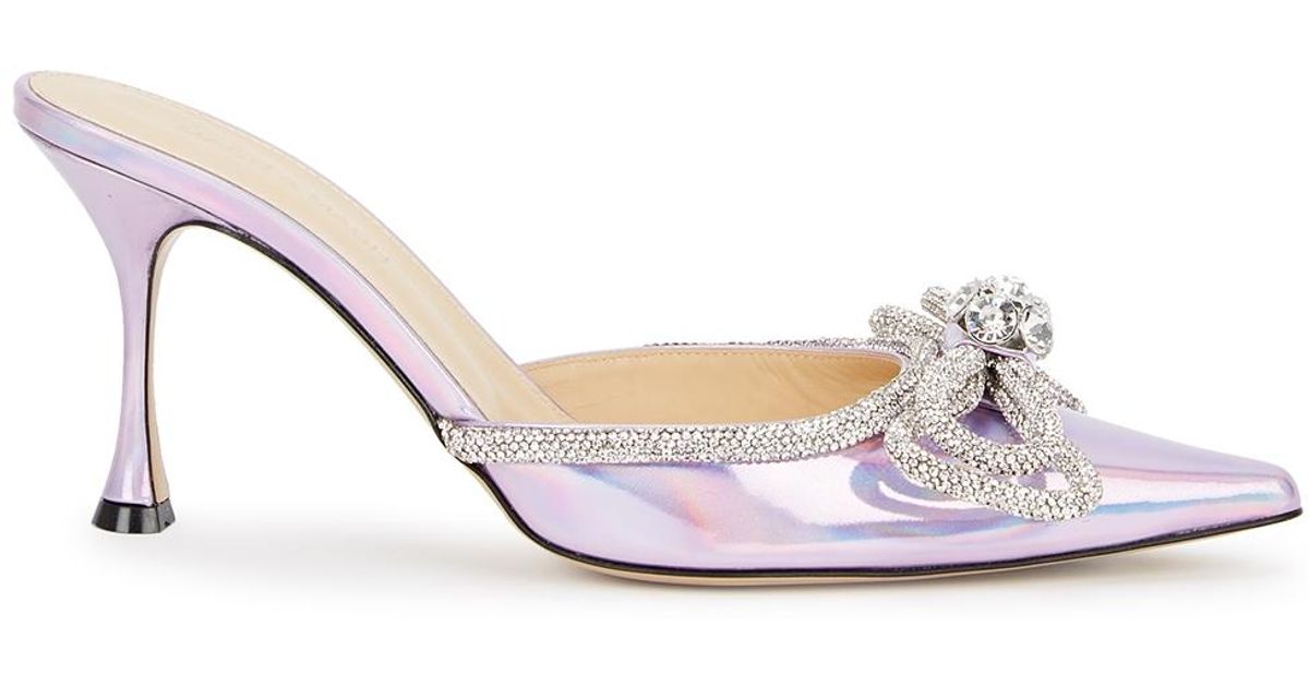 Mach & Mach 85 Iridescent Pink Embellished Leather Mules | Lyst UK