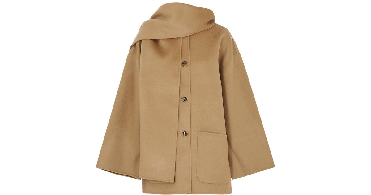 Totême Camel Scarfeffect Wool Jacket in Natural Lyst