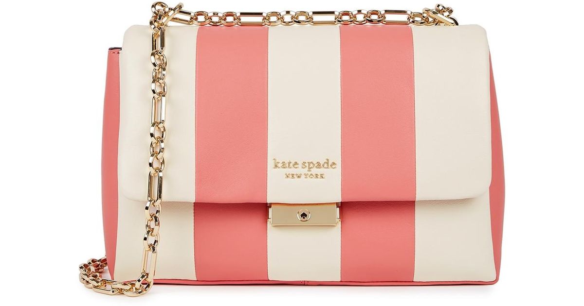 Kate Spade Carlyle Medium Striped Leather Shoulder Bag in White Lyst