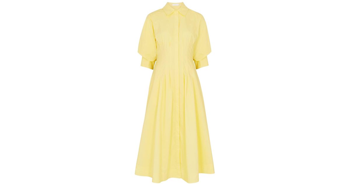 Jonathan Simkhai Simkhai Jazz Cotton-blend Midi Dress in Yellow | Lyst