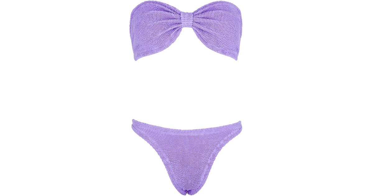 Hunza G Jean Seersucker Bikini in Purple | Lyst