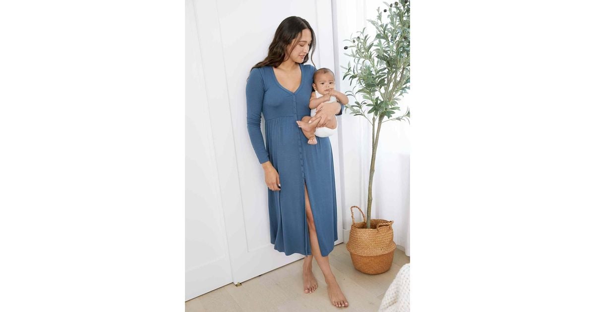 HATCH The Softest Rib Nursing Dress in Blue Lyst