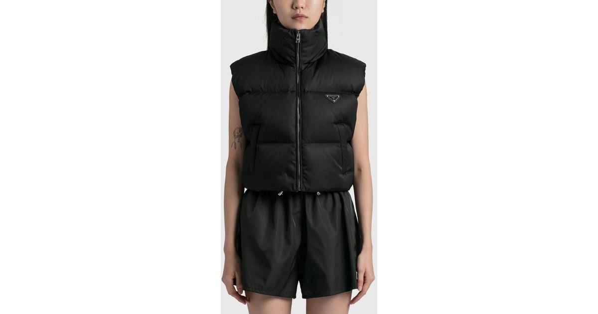 Prada Synthetic Renylon Puffer Vest in Black Lyst