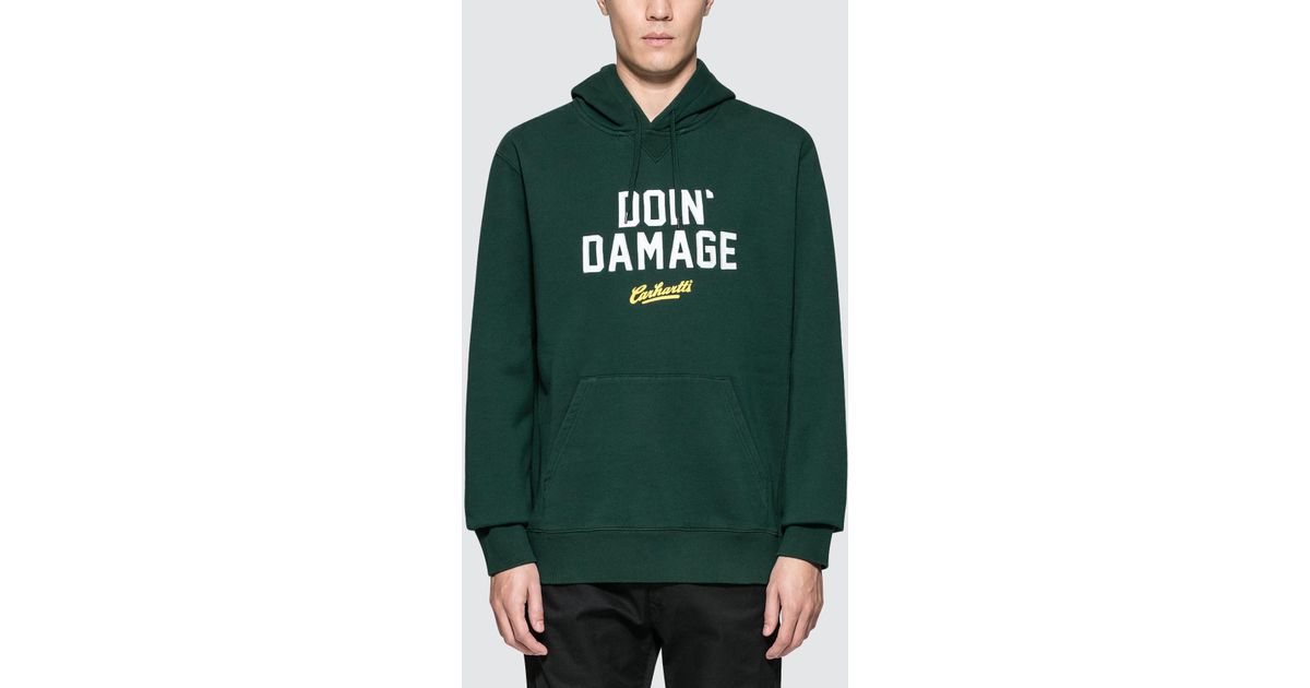 lyst carhartt wip doin damage hoodie in green for lyst carhartt wip doin damage hoodie in green for