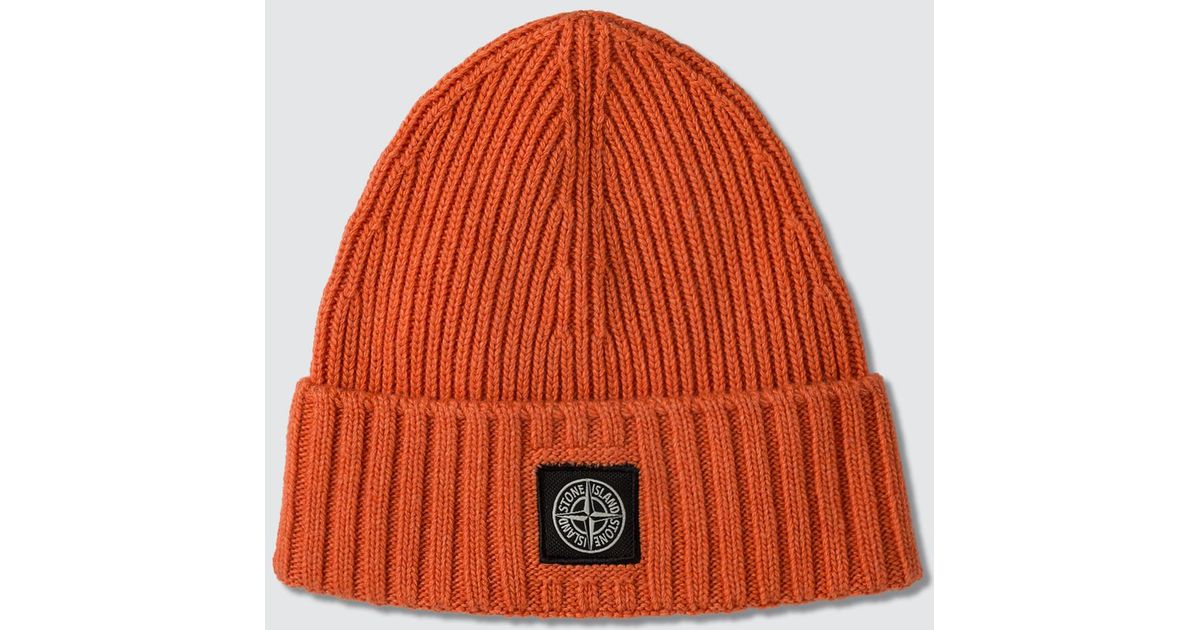 stone island orange beanie