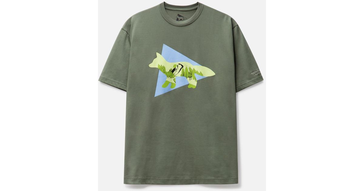 and wander X Maison Kitsuné Dry Cotton T Triangle in Green | Lyst
