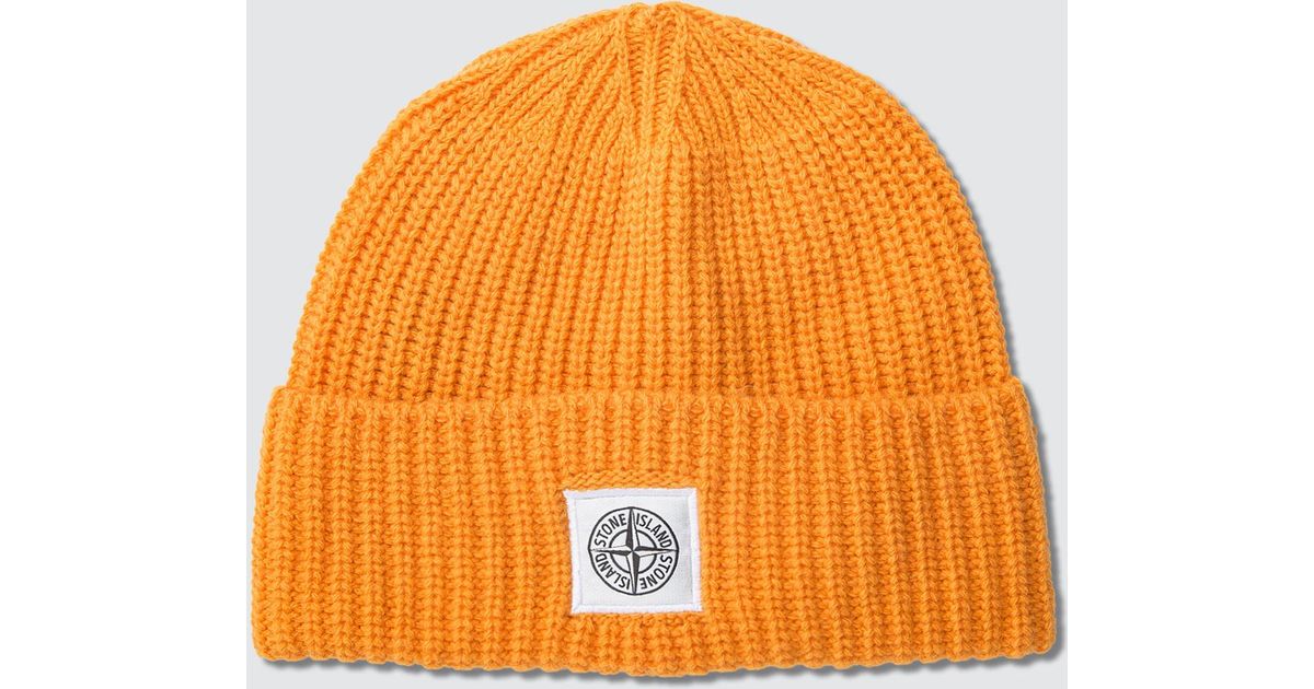 stone island orange beanie