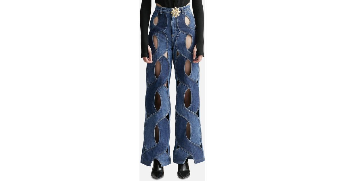 Area Rope Cutout Wide Leg Jean in Blue Lyst