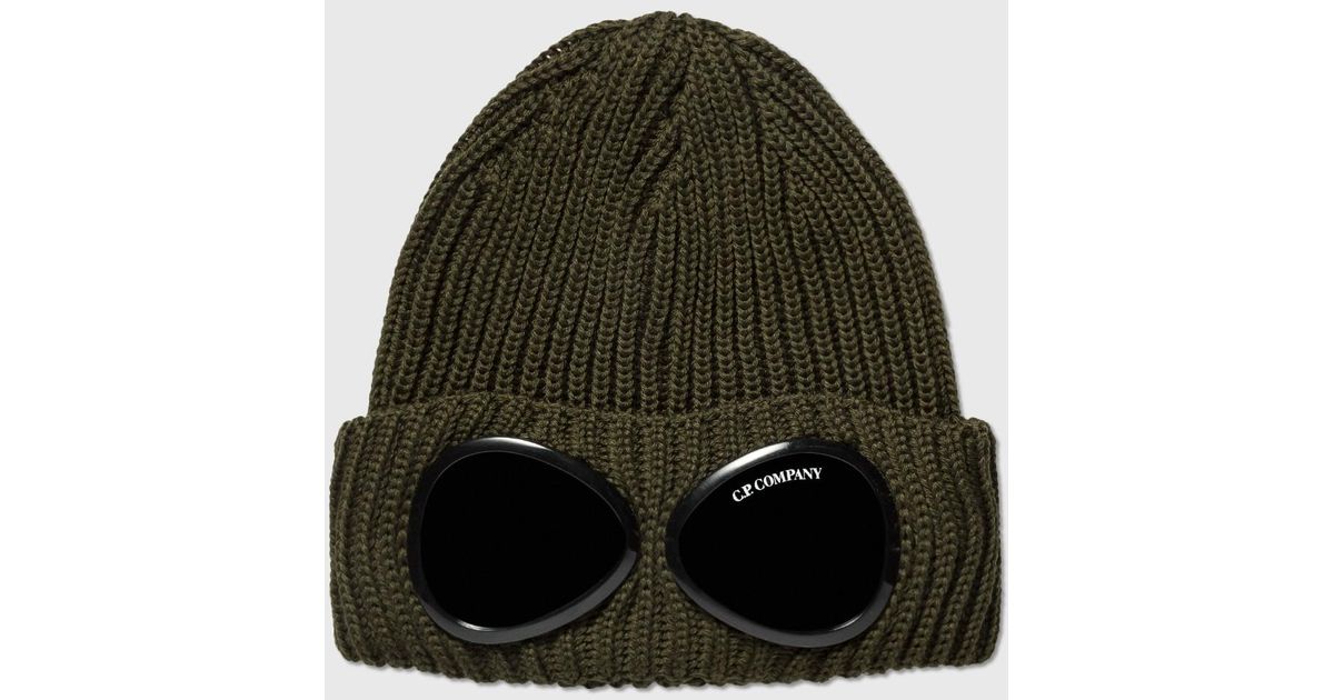 C.P. Company Extra Fine Merino Wool Goggle Beanie in Green for Men Lyst