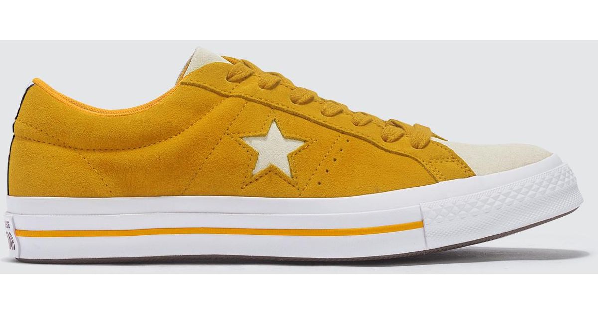 yellow suede converse one star
