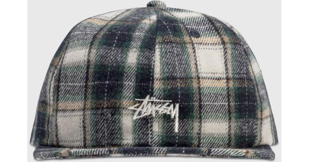 Stussy Flannel Plaid Stock Strapback Cap in Green for Men | Lyst