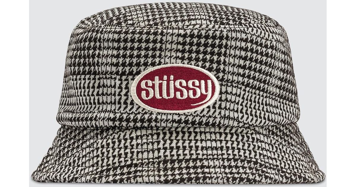 stussy lola plaid knit bucket hat