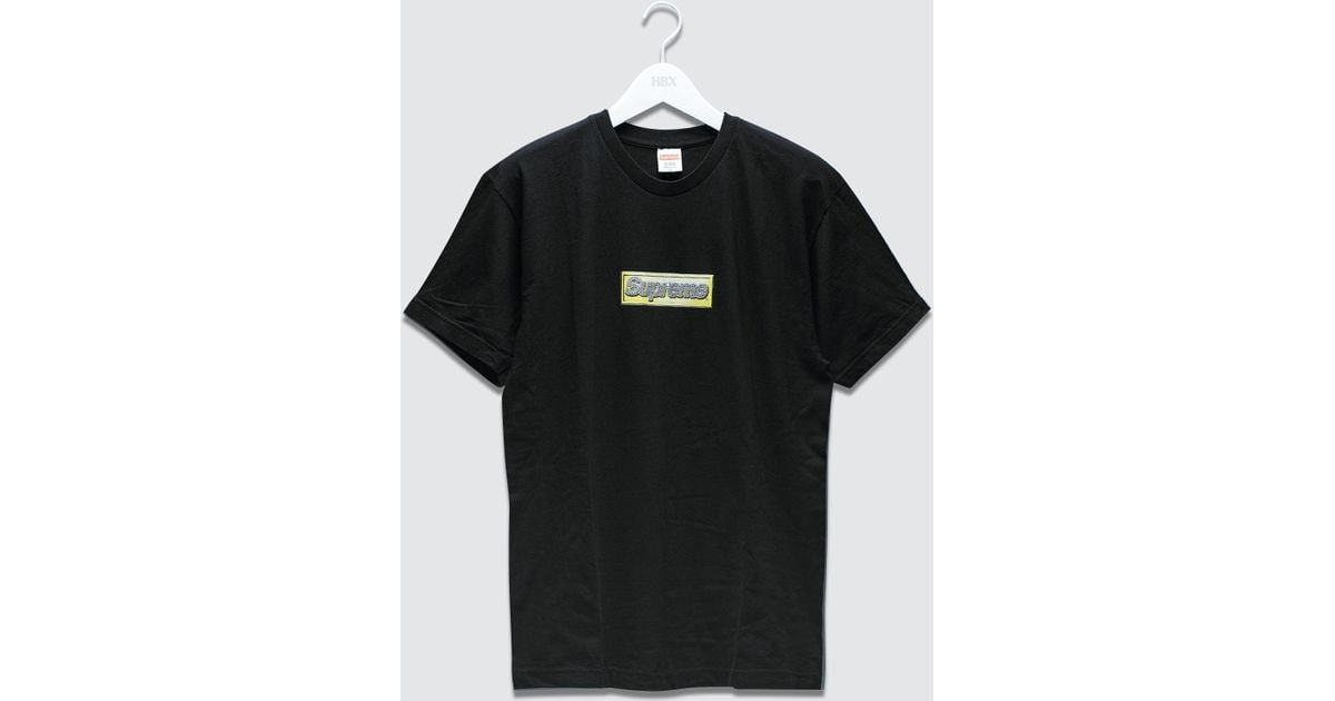 Supreme Cotton Bling Box Logo T-shirt In Black/Gold (Black) For
