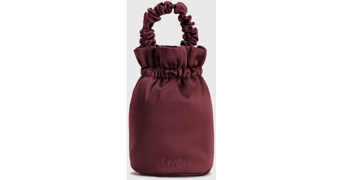 Ganni Occasion Ruched Top Handle Bag in Red | Lyst