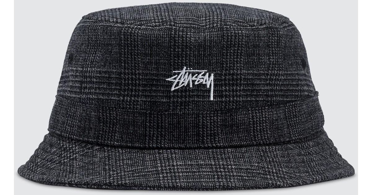 stussy glen plaid bucket hat