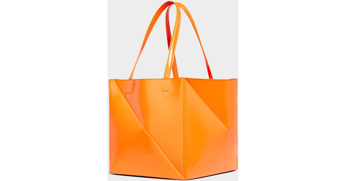 Nanushka Leather The Origami Tote Bag in Orange | Lyst