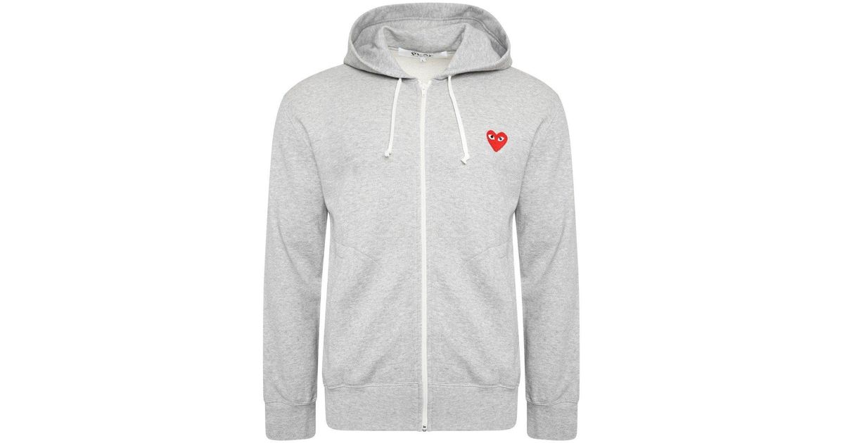 COMME DES GARÇONS PLAY Cotton Heart Logo Hoodie in Grey (Gray) - Save ...