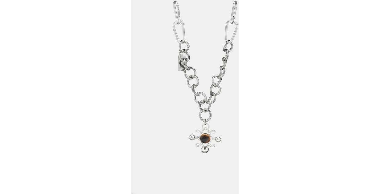 Chopova Lowena Dot & Cross Curb Necklace in White | Lyst