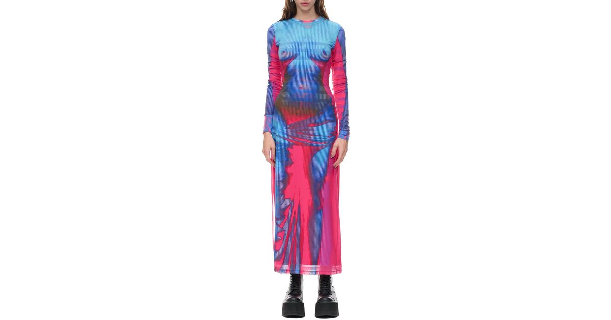 Jean Paul Gaultier Pink & Blue Body Morph Dress | Lyst