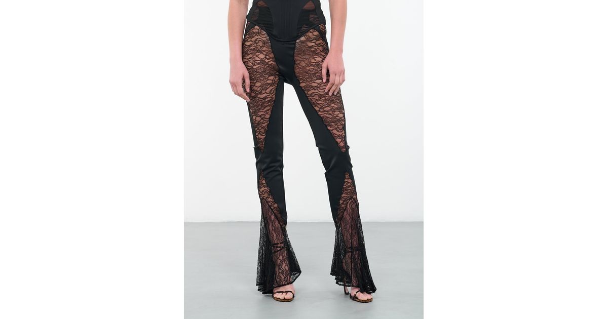 Mugler Lace Trousers in Black | Lyst
