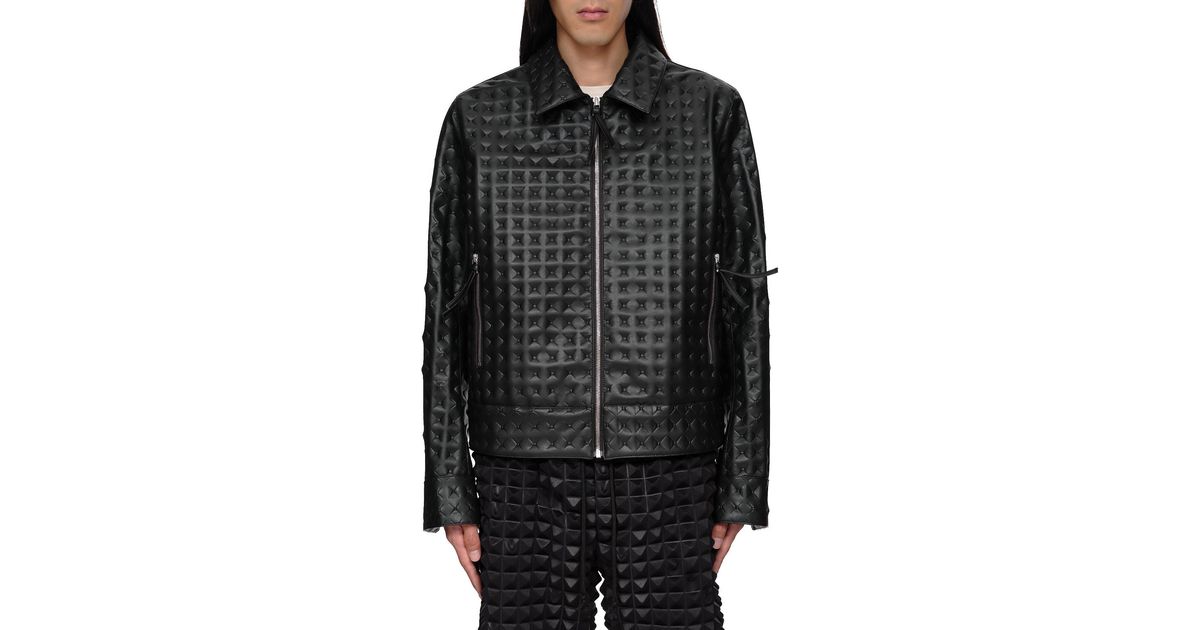 KANGHYUK Textured Leather Jacket in Black for Men | Lyst