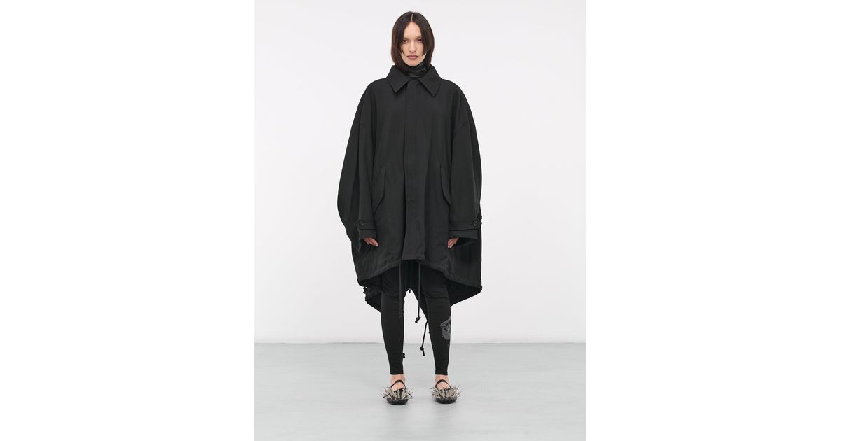 Yohji Yamamoto Backside Layered Mods Coat in Black | Lyst