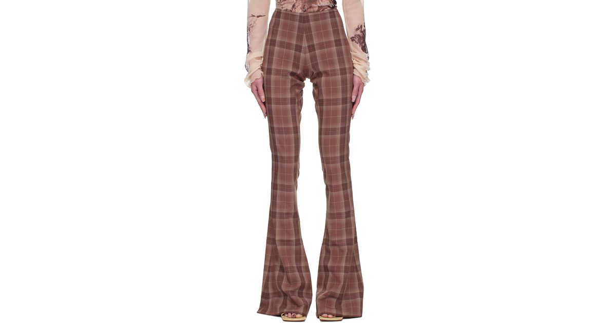 pink plaid flare pants