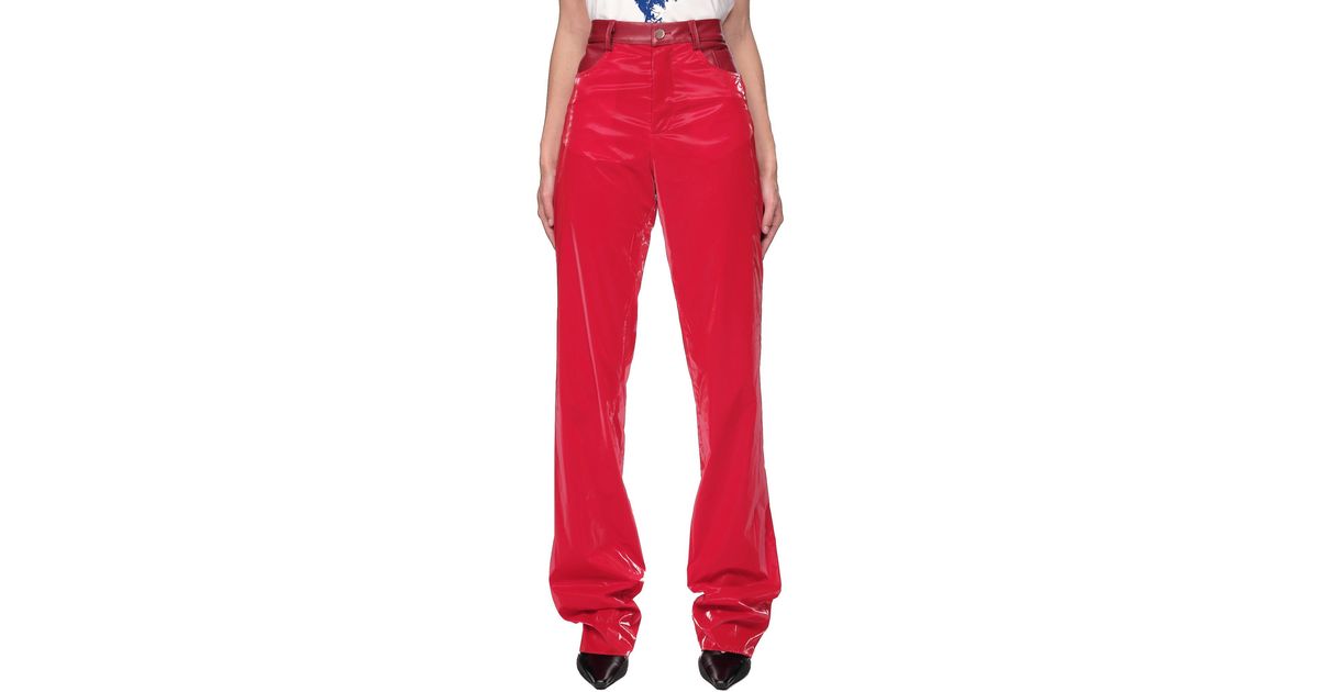 Womens Clothing Trousers Slacks and Chinos Straight-leg trousers Maximilian Spain Leather-trimmed Pvc Straight-leg Pants in Red 