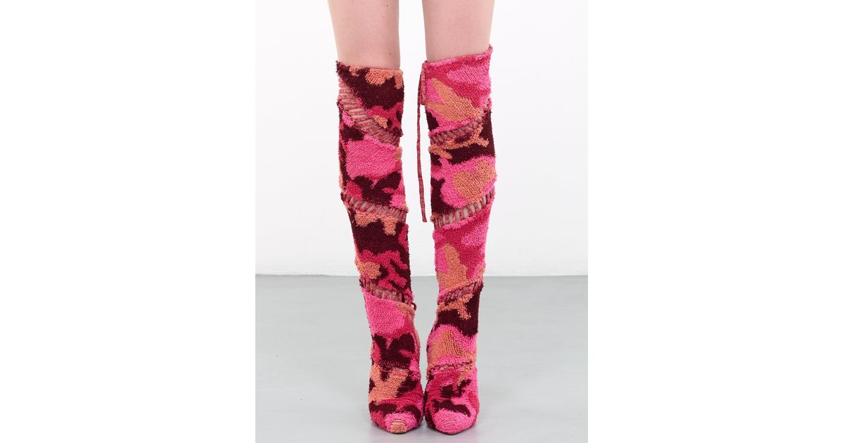 Isa Boulder Kneehigh Knit Boots in Red Lyst