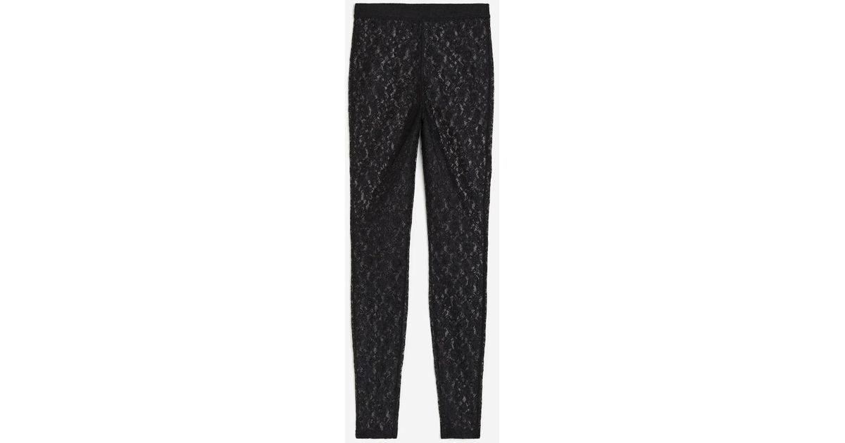Legging En Dentelle H M en coloris Noir Lyst
