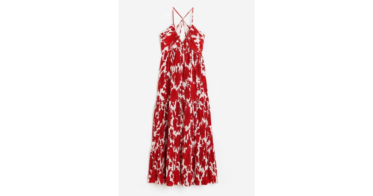 H&M Pleated Maxi Dress in Red | Lyst Canada