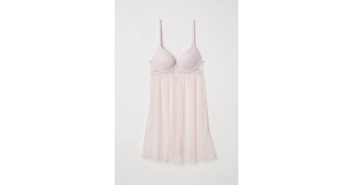 H&M Nightgown With Push-up Bra in Pink | Lyst