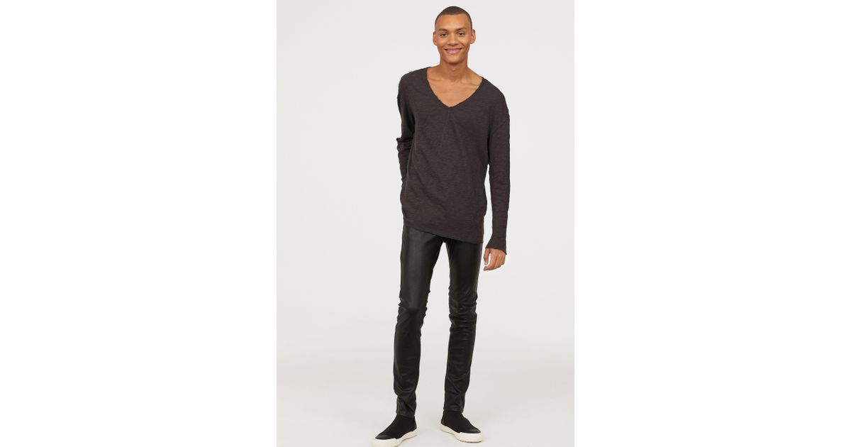 H&M Faux Leather Pants in Black for Men | Lyst