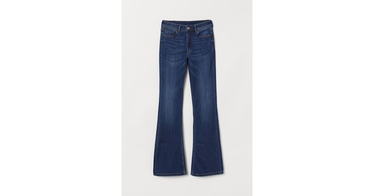 H&M Denim Mini Flare High Jeans in Denim Blue (Blue) - Lyst