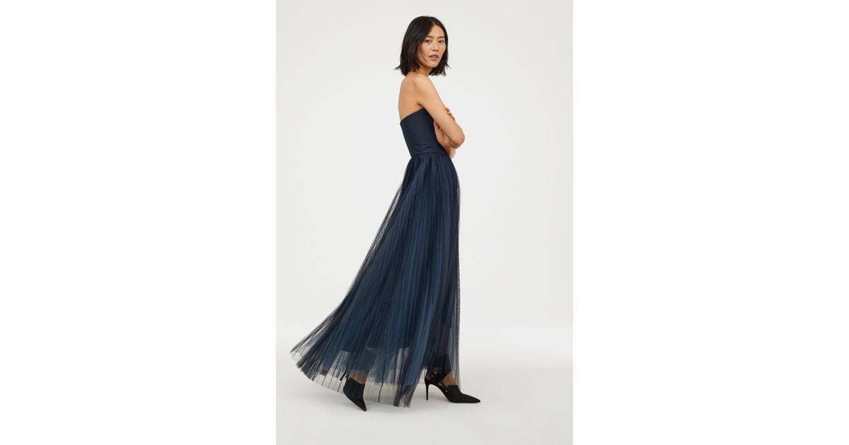 H&M Dress With A Tulle Skirt in Dark Blue (Blue) - Lyst