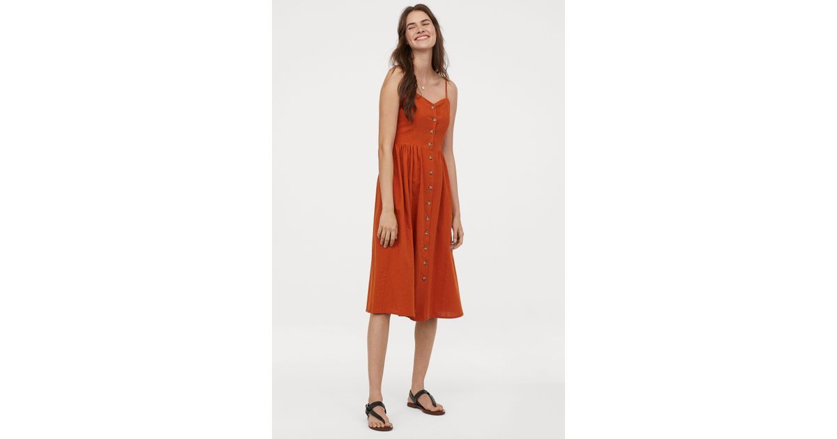 orange dress with buttons