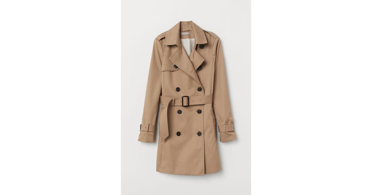 H&M Short Trenchcoat in Beige (Natural) - Lyst