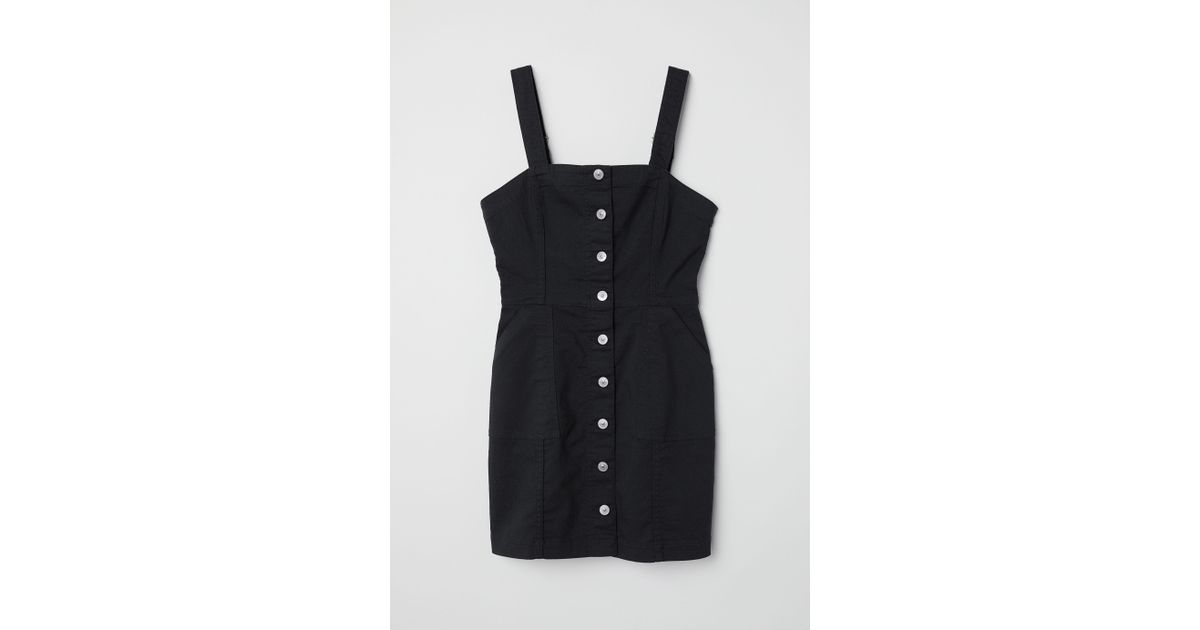 h&m black dungaree dress