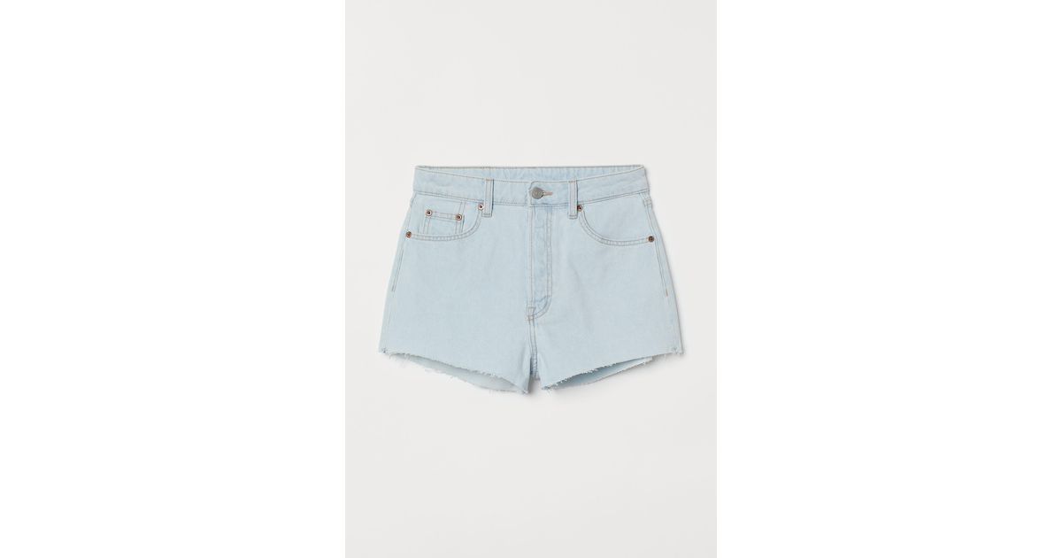 H\u0026M Slim High Denim Shorts in Blue - Lyst