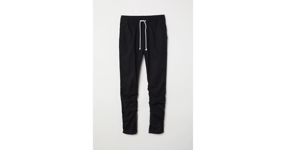 H&M Cotton Twill joggers in Black for Men | Lyst