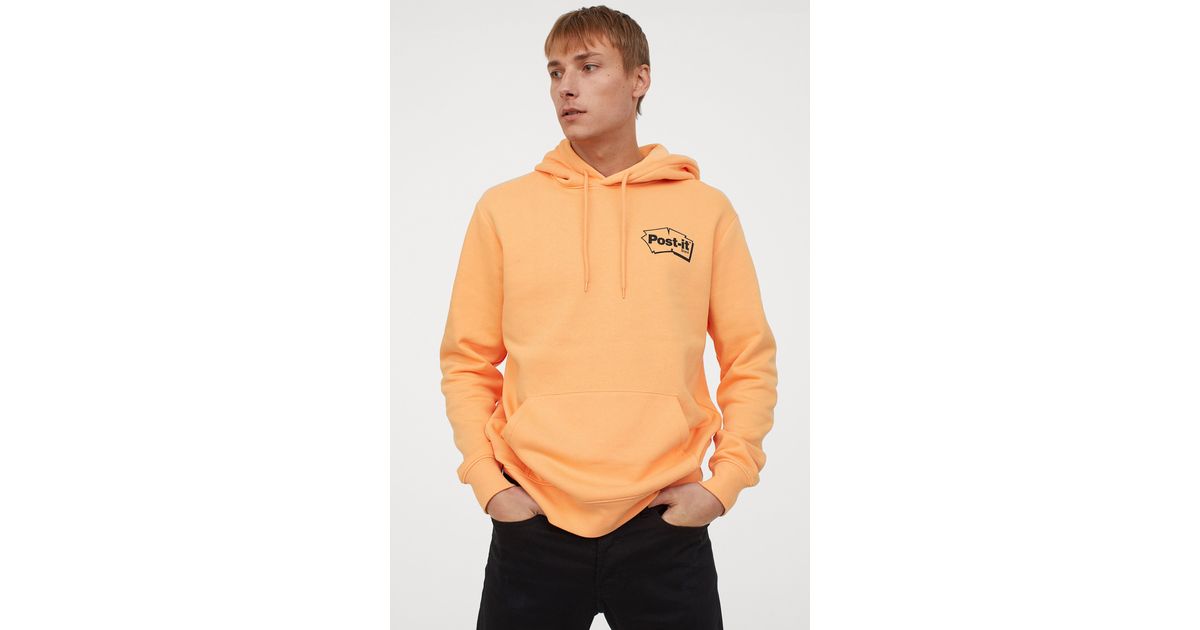 H&M Cotton Hoodie in Orange for Men - Lyst