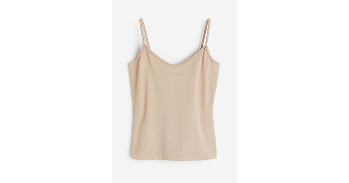 H&M Strappy Microfibre Top in Natural | Lyst Canada