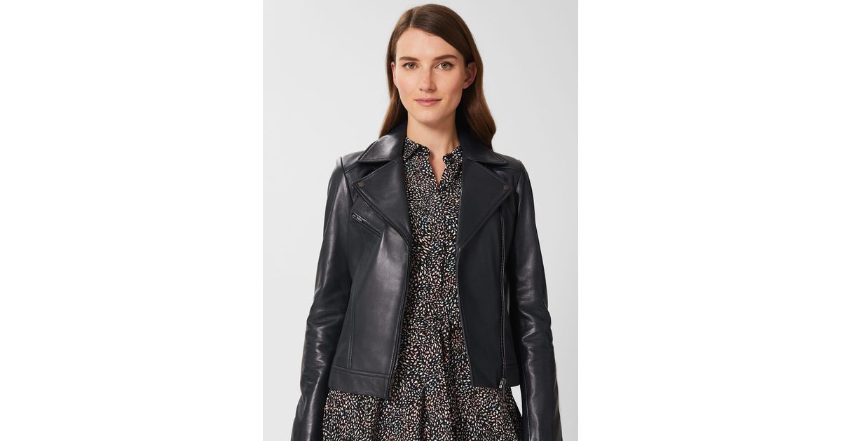 Hobbs Dakota Leather Jacket in Navy 