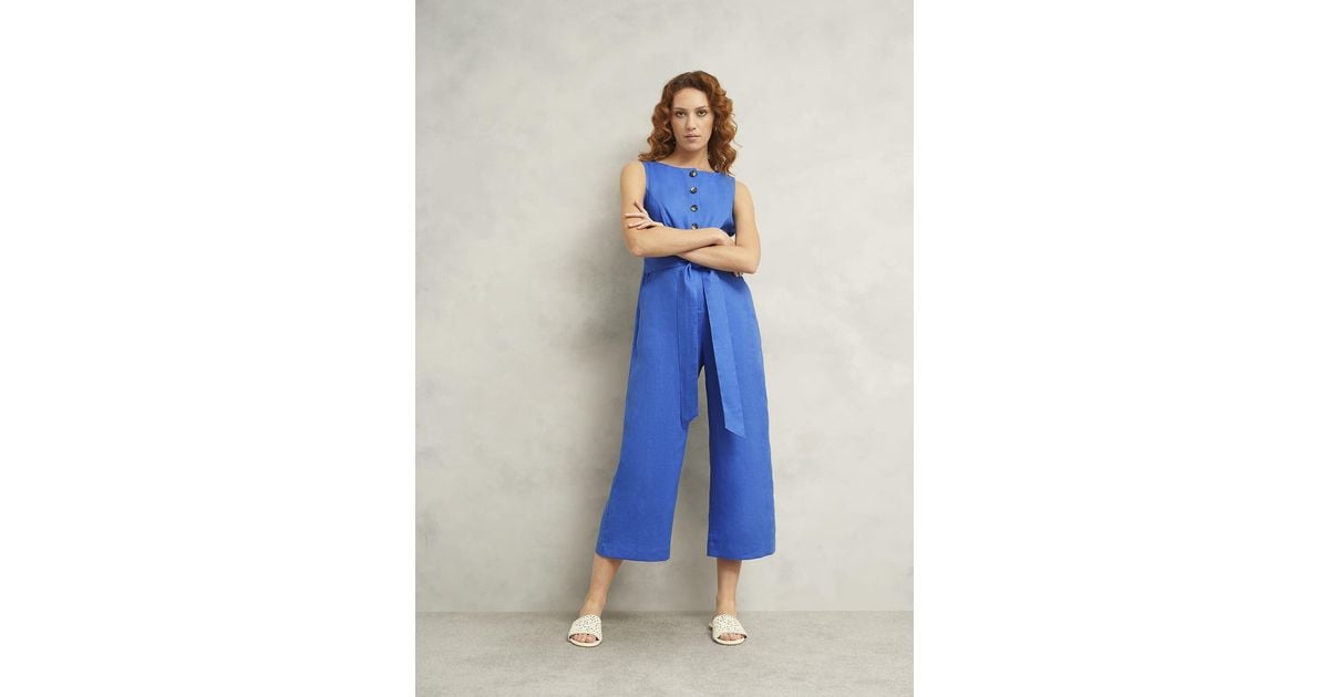 Hobbs Melissa Linen Jumpsuit in Blue Lyst UK
